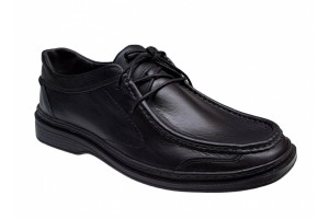Pantofi casual barbati din piele naturala pe calapod lat - Negru GKR11N